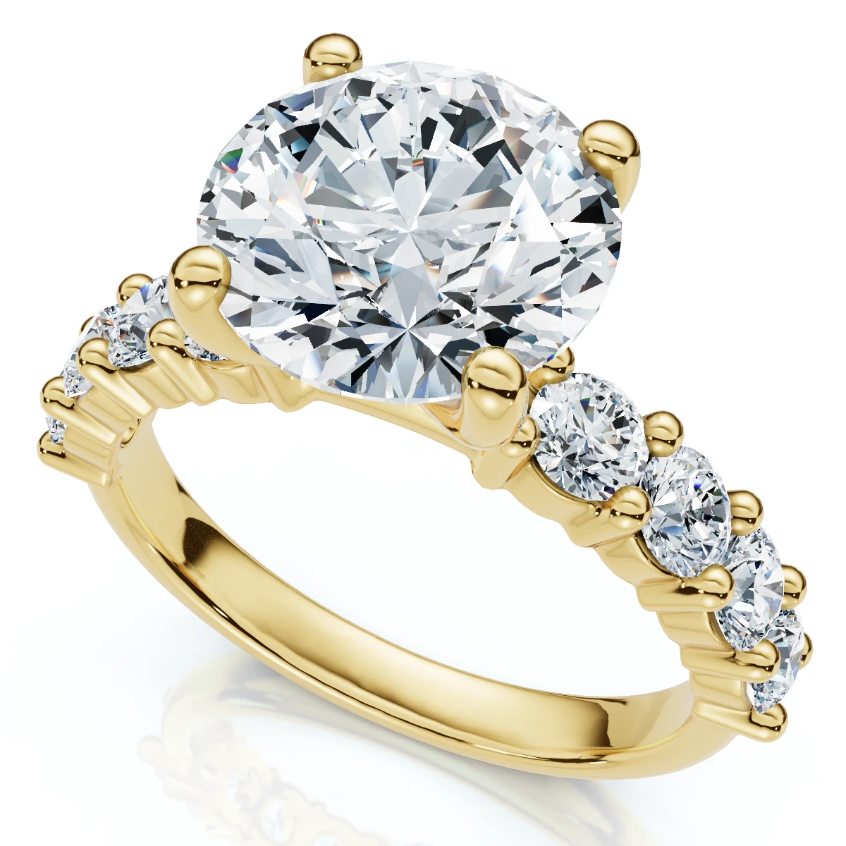 Certified 3Ct Danica Diamond Engagement Ring 14k Gold or PT Lab Grown (E-F, VS)
