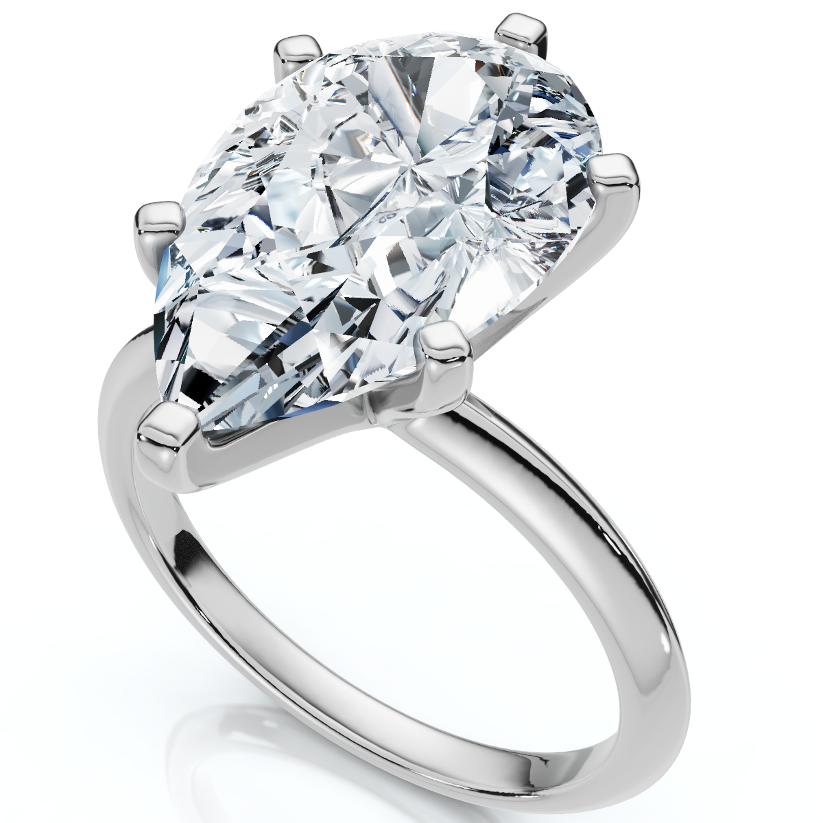 Certified 3Ct Pear Shape Solitaire Diamond Engagement Ring 6-Prong Lab Grown (E-F, VS)
