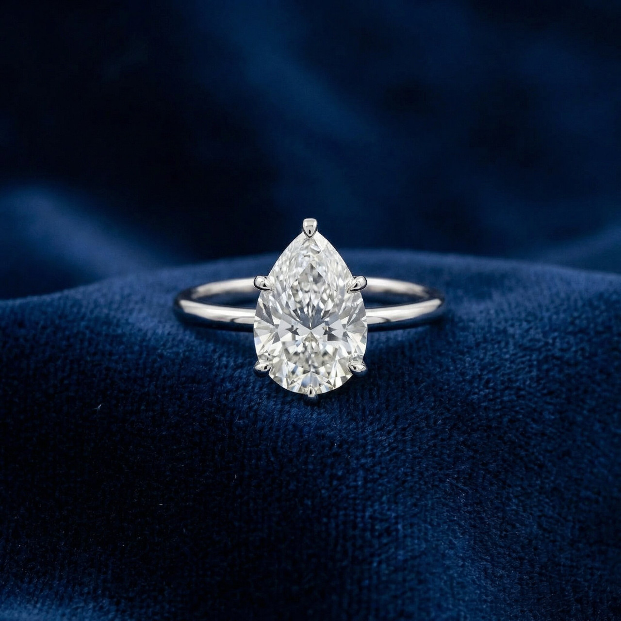 Certified 3Ct Pear Shape Solitaire Diamond Engagement Ring 6-Prong Lab Grown (E-F, VS)