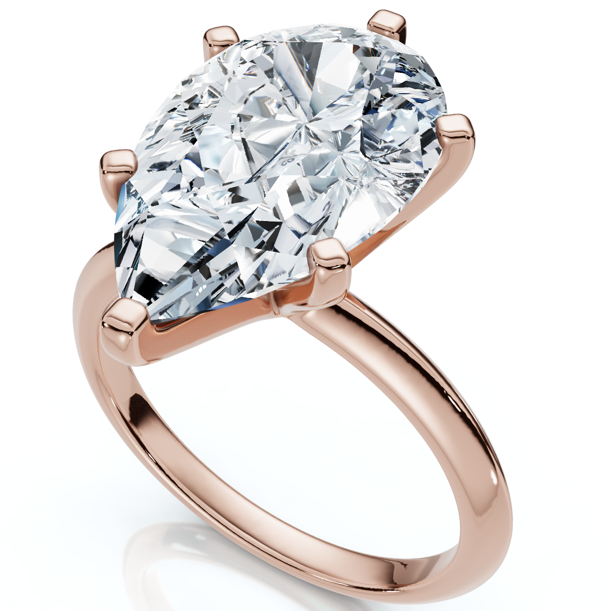 Certified 3Ct Pear Shape Solitaire Diamond Engagement Ring 6-Prong Lab Grown (E-F, VS)