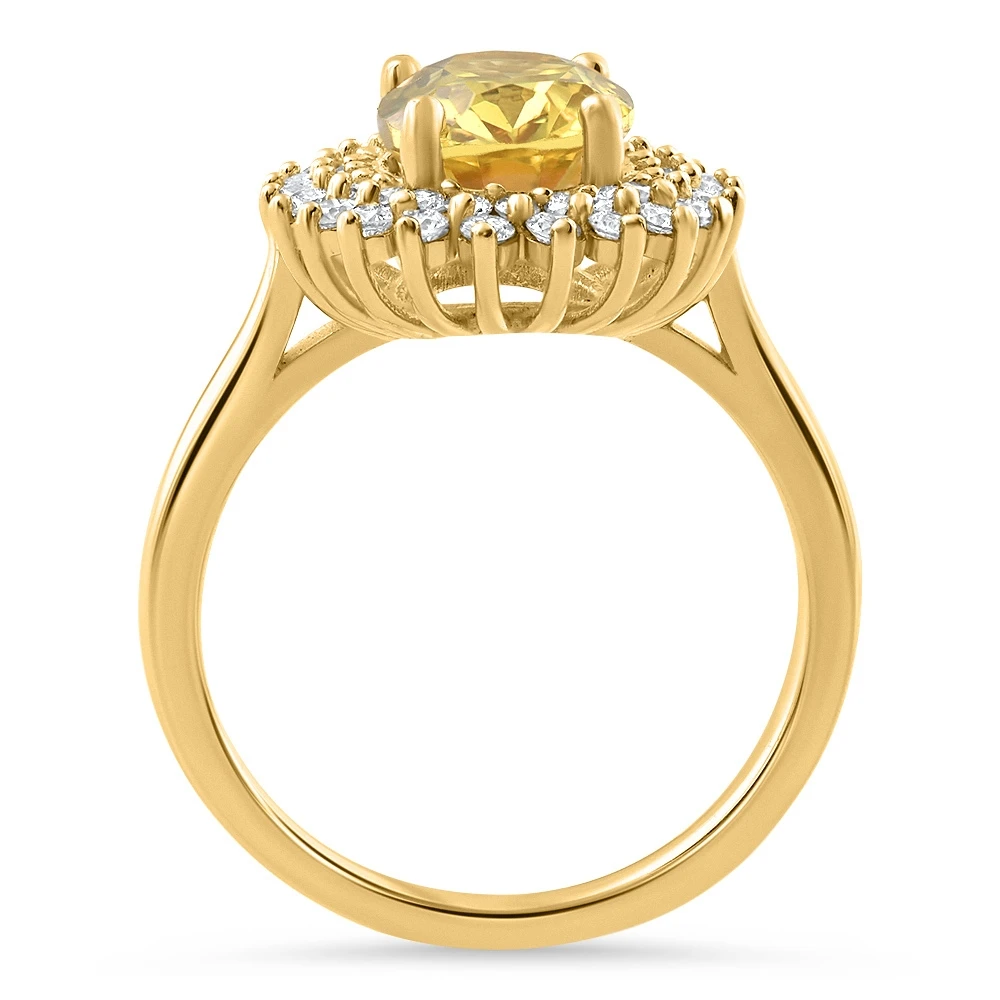 2.93Ct Yellow Sapphire Diamond Ring Gold Lab Grown (E-F, VS)