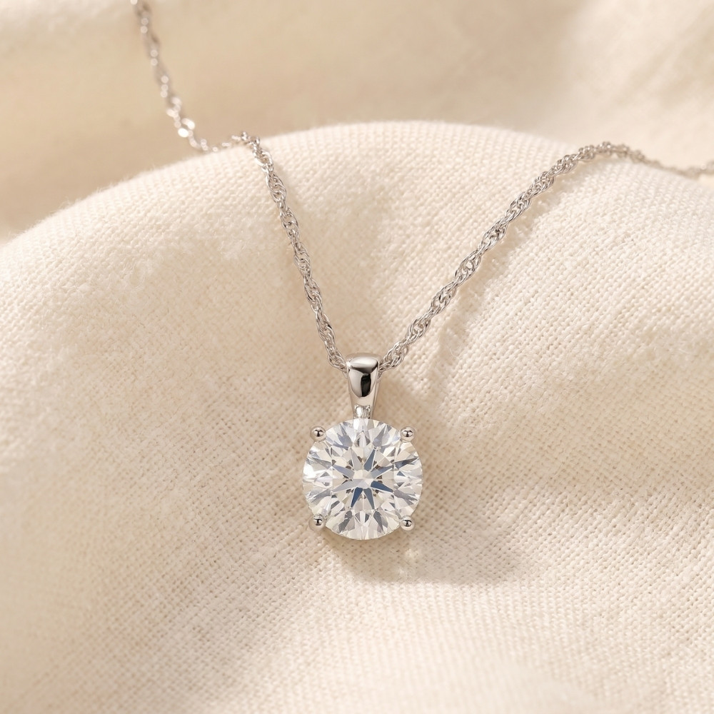 Certified 2.30Ct Diamond Solitaire Pendant 14k Gold 18" Necklace Lab Grown (F-G, VS2-SI1)