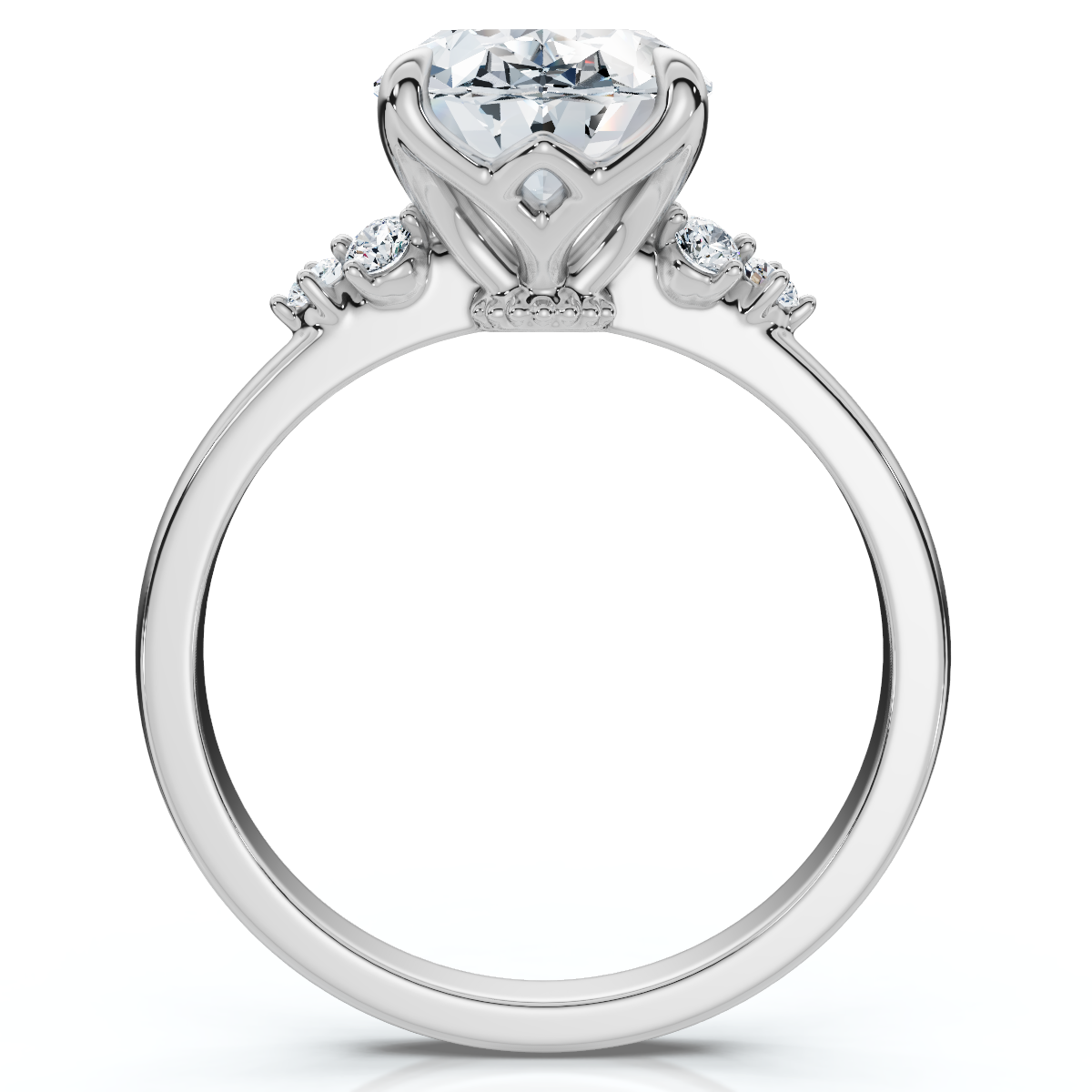 3 1/10Ct Oval Carlie Diamond Engagement Ring 14k Gold or Platinum Lab Grown (F-G, VS)