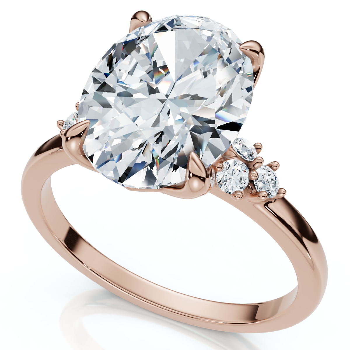 3 1/10Ct Oval Carlie Diamond Engagement Ring 14k Gold or Platinum Lab Grown (F-G, VS)