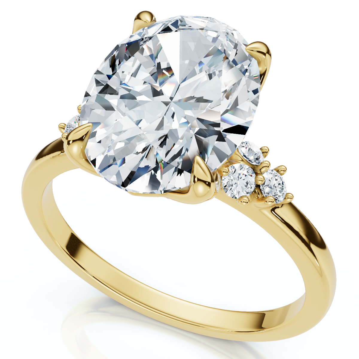 3 1/10Ct Oval Carlie Diamond Engagement Ring 14k Gold or Platinum Lab Grown (F-G, VS)