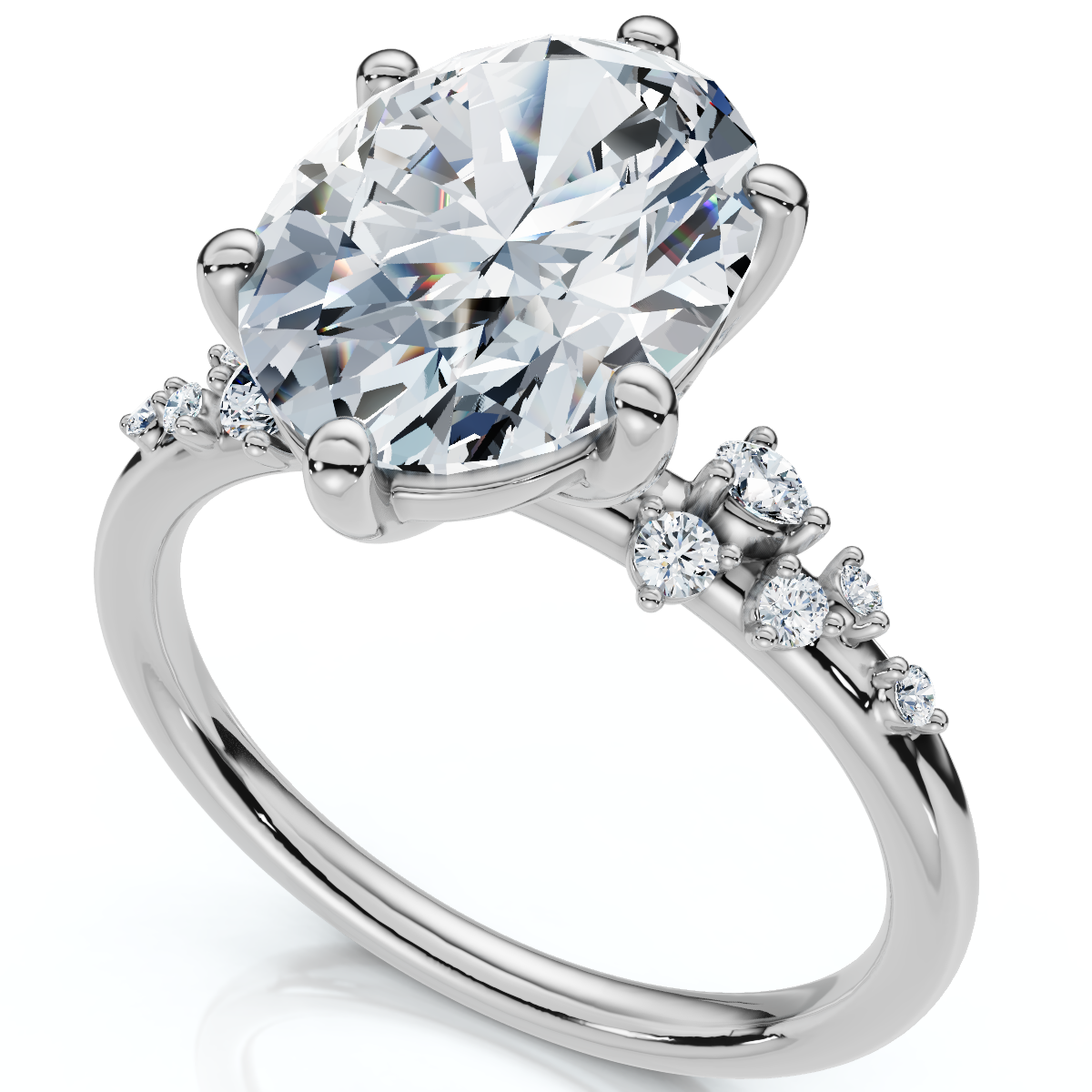 3 1/10Ct Doris Oval Diamond Engagement Ring 14k Gold Lab Grown (F-G, VS)