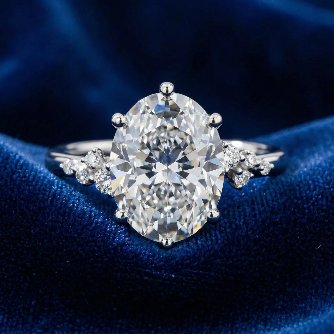 3 1/10Ct Doris Oval Diamond Engagement Ring 14k Gold Lab Grown (F-G, VS)