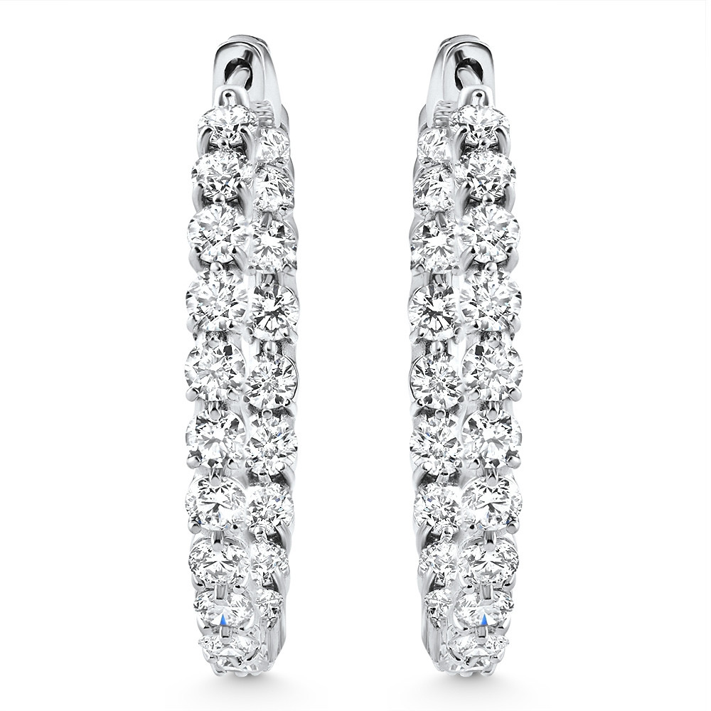 4 1/2Ct Diamond Inside Outside Hoops Gold Women's Earrings Lab Grown 1.25" Tall (E-F, VS)