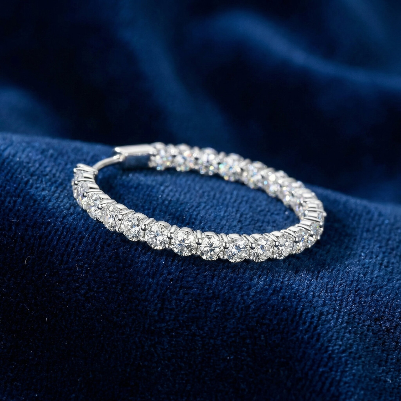 4 1/2Ct Diamond Inside Outside Hoops Gold Women's Earrings Lab Grown 1.25" Tall (E-F, VS)