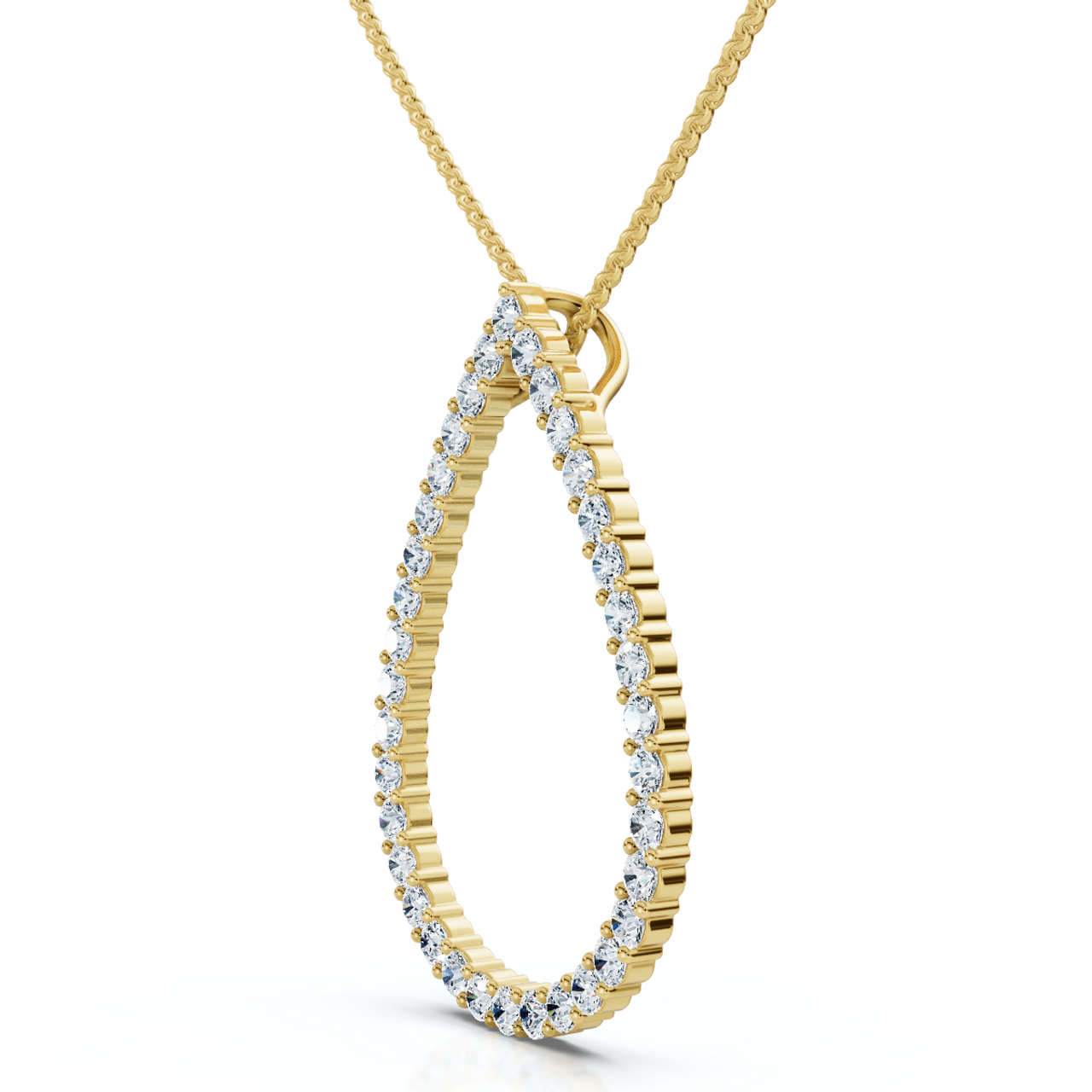 1Ct Pear Shape Diamond Pendant White or Yellow Gold Lab Grown 1.25" Tall (E-F, VS)