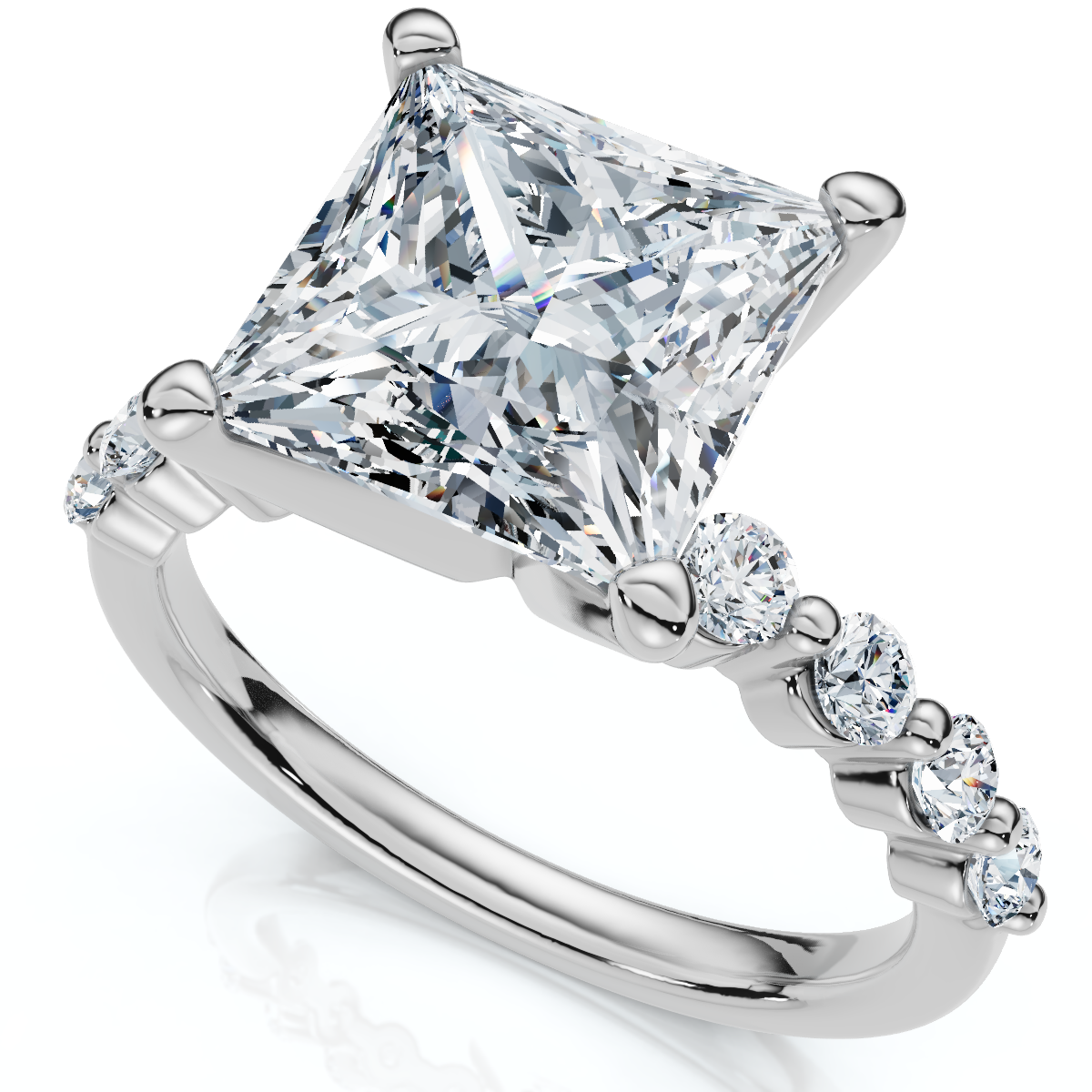 Certified Monica Princess Cut 3 1/2Ct Diamond Engagement Ring 14k Gold Lab Grown (E-F, VS)