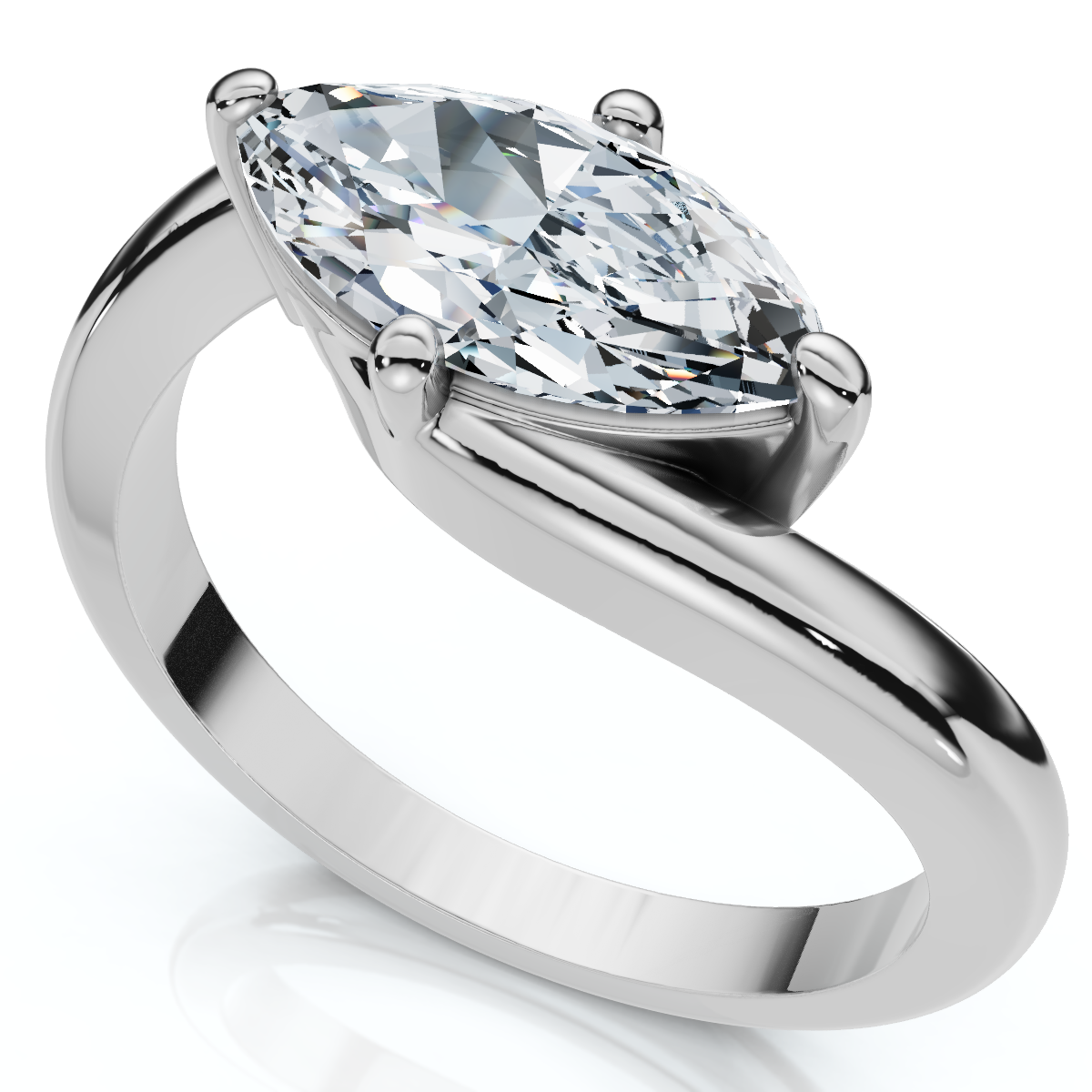 1Ct Marquise Diamond Solitaire Curve East To West Ring Gold Lab Grown Gold (F-G, VS)