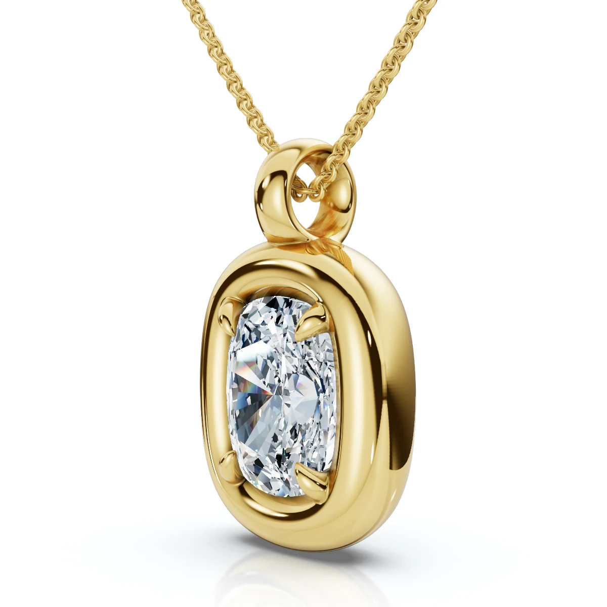 1Ct Cushion Diamond Navi Pendant 14k Gold Lab Grown 18" Necklace (F-G, VS)