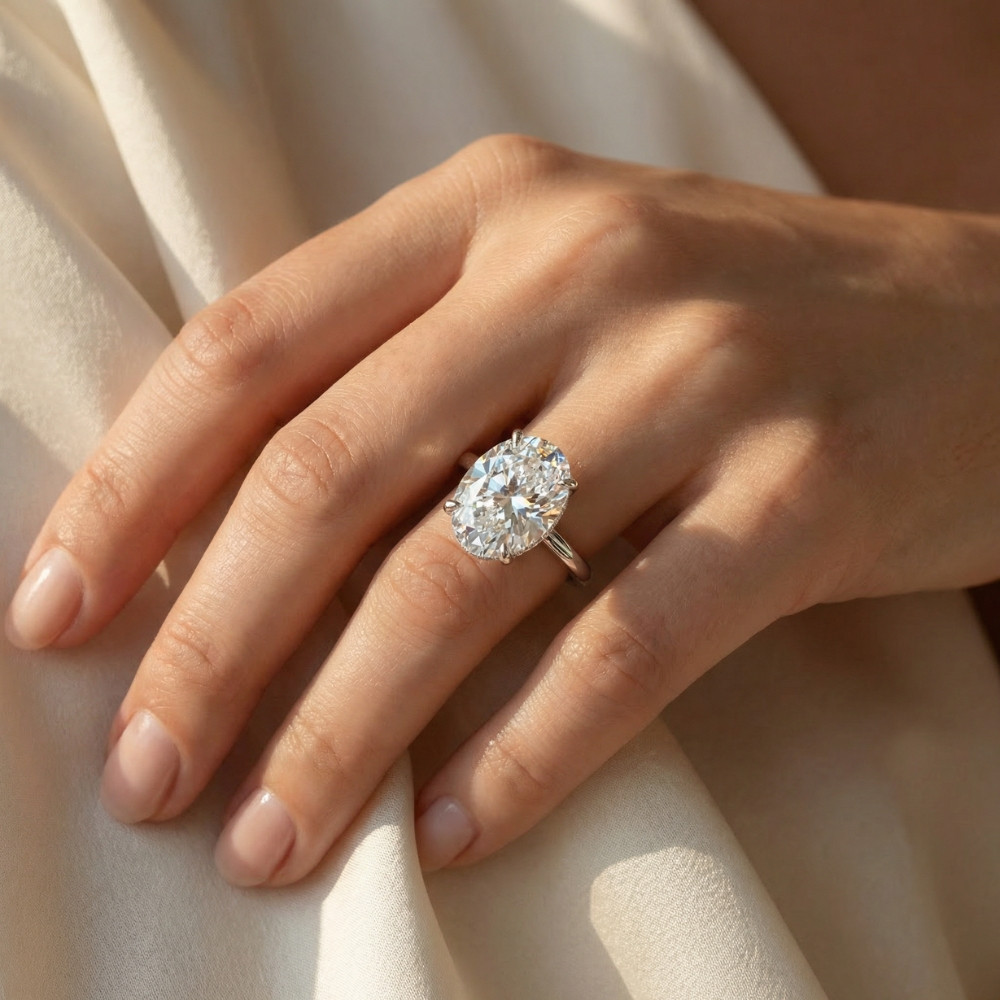 Certified 5.08CT Oval Diamond Hidden Halo Engagement Ring 14k Gold Lab Grown (F-G, VS)