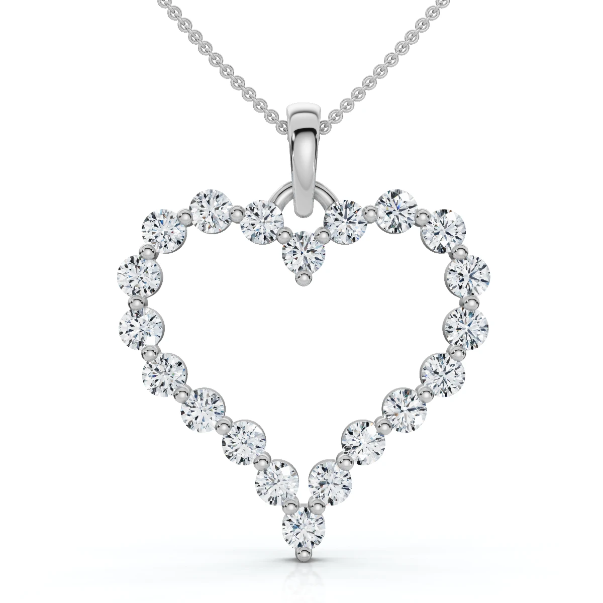 1Ct Diamond Heart Pendant 10k Gold Lab Grown 18" Women's Necklace (F-G, VS2-SI1)