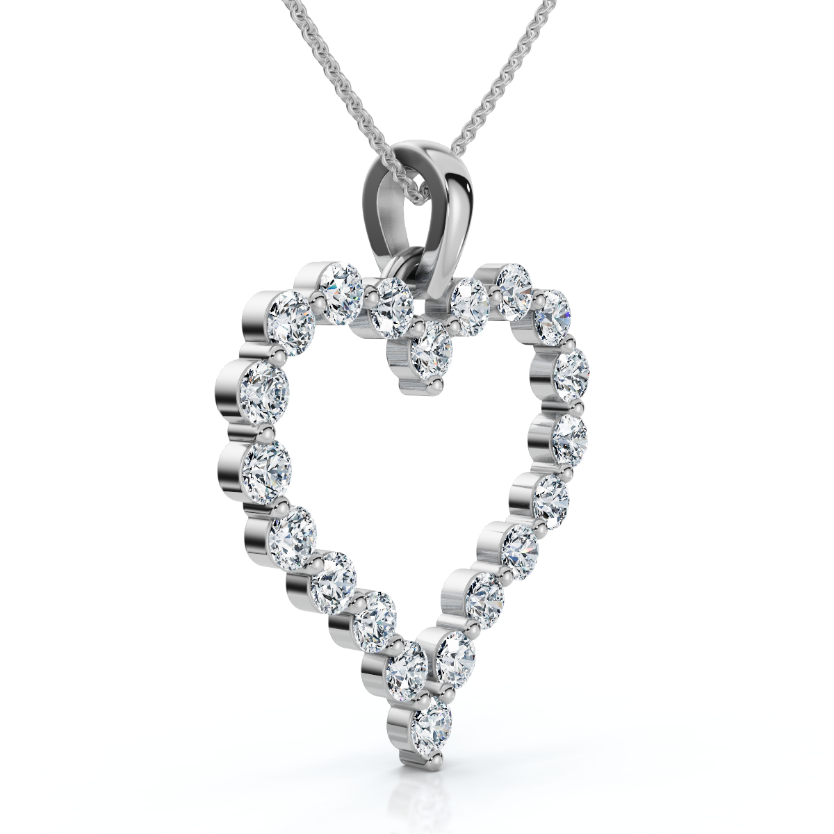 1Ct Diamond Heart Pendant 10k Gold Lab Grown 18" Women's Necklace (F-G, VS2-SI1)