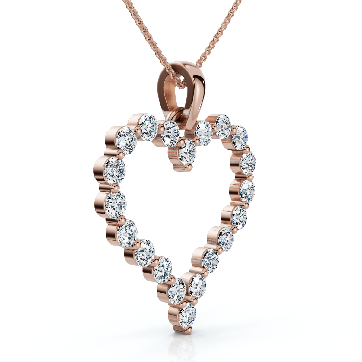 1Ct Diamond Heart Pendant 10k Gold Lab Grown 18" Women's Necklace (F-G, VS2-SI1)