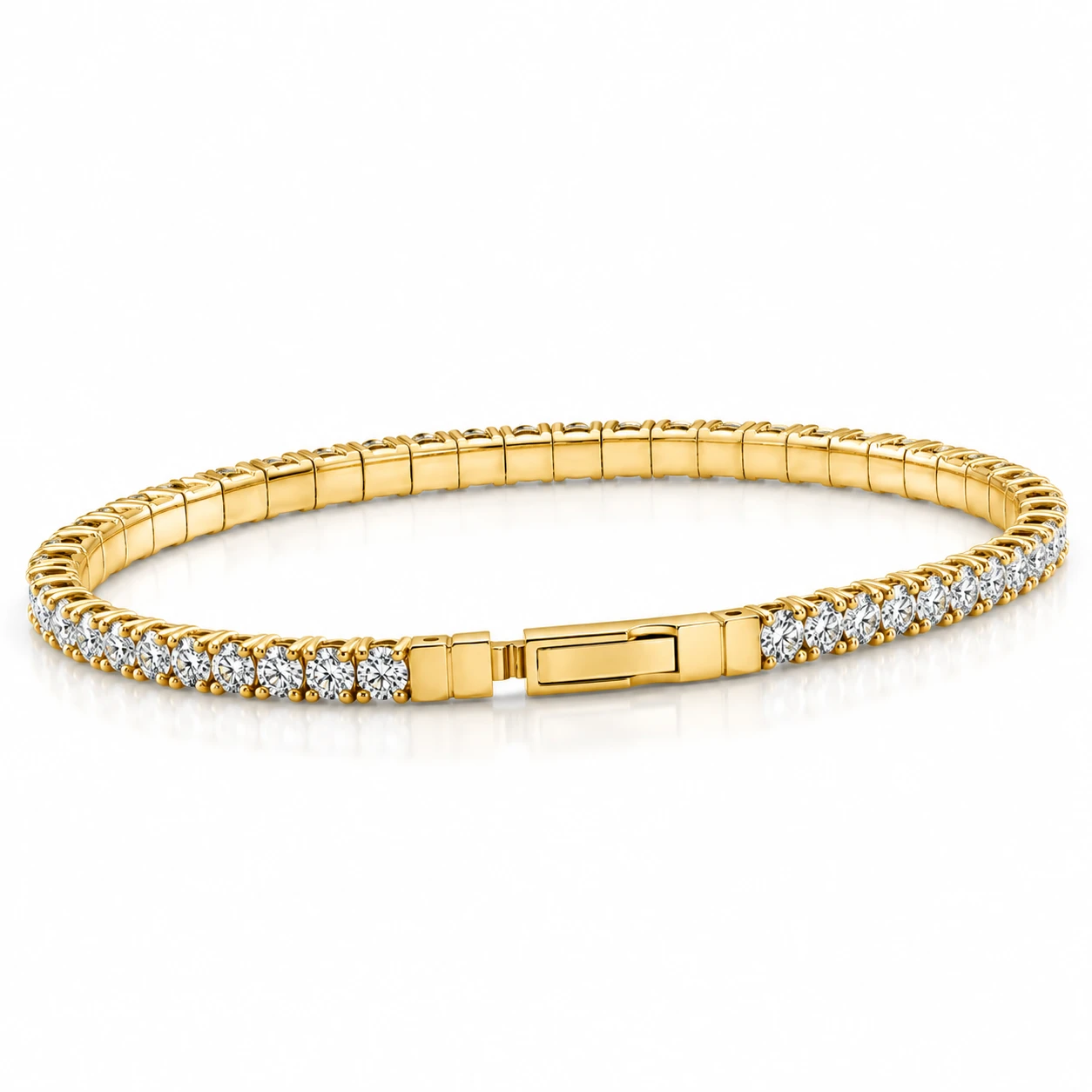 4Ct Diamond Flexible Oval Bangle Women's Bracelet 14k Yellow Gold Lab Grown (F-G, VS)