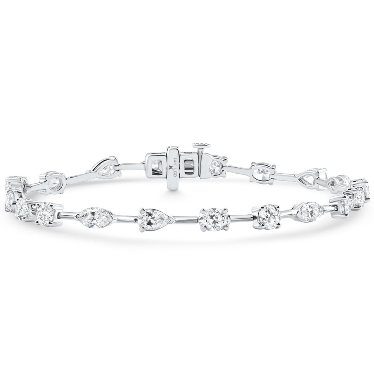 8Ct Mixed Cut Diamond Tennis Bracelet 7" 14k Yellow Gold Lab Grown (E-F, VS)