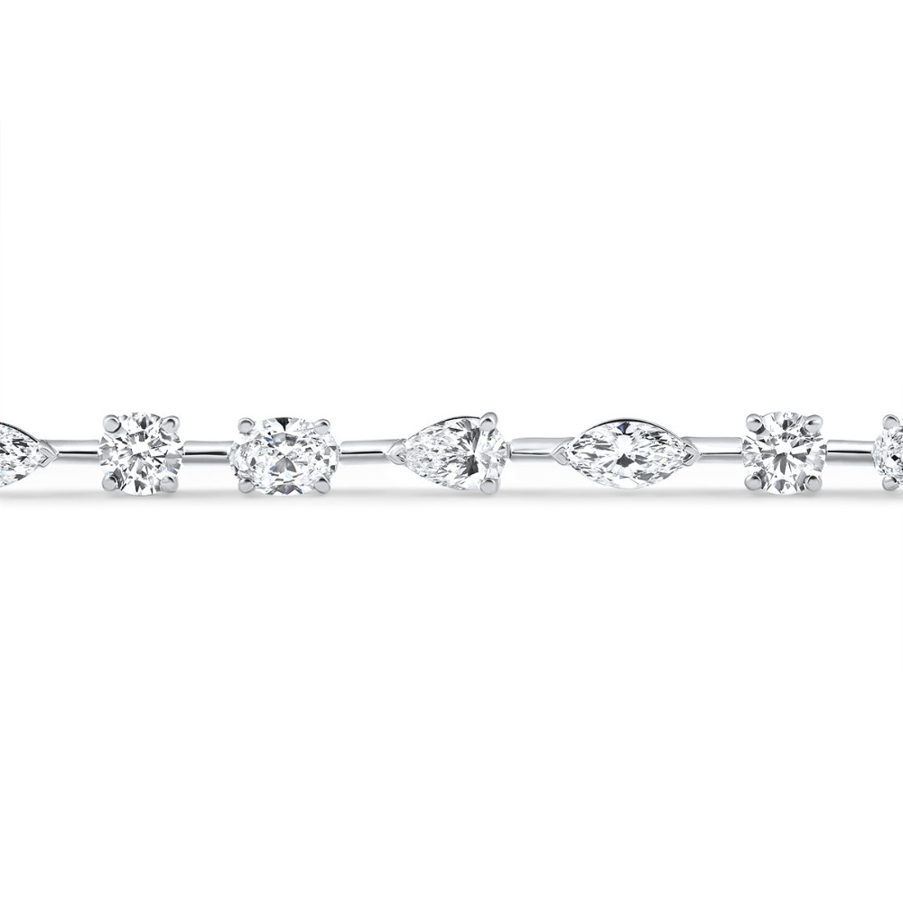 8Ct Mixed Cut Diamond Tennis Bracelet 7" 14k Yellow Gold Lab Grown (E-F, VS)