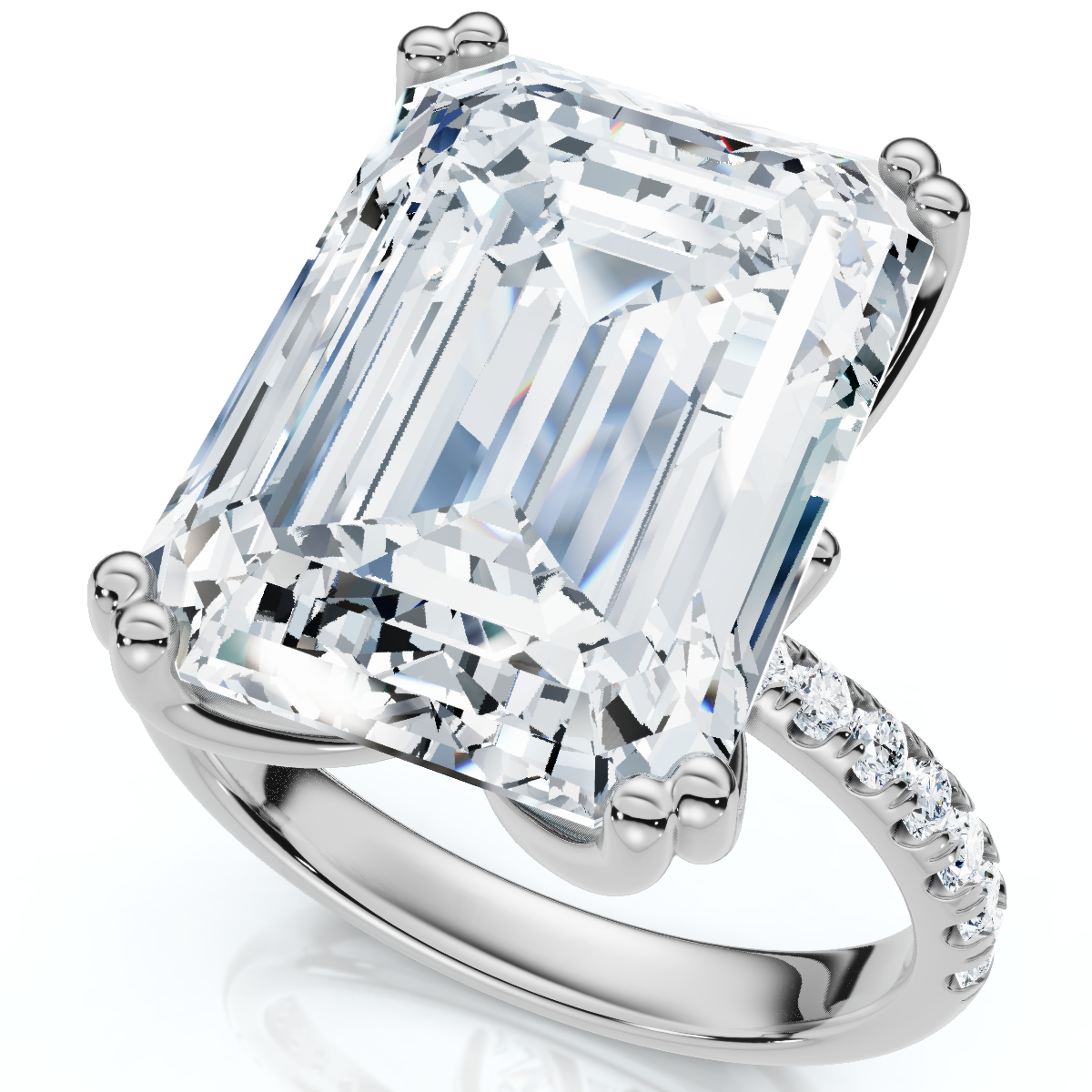 Certified 10.25Ct Emerald Cut Diamond Engagement Ring 14k Gold or PT Lab Grown (F-G, VS)