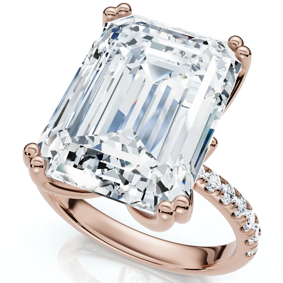 Certified 10.25Ct Emerald Cut Diamond Engagement Ring 14k Gold or PT Lab Grown (F-G, VS)