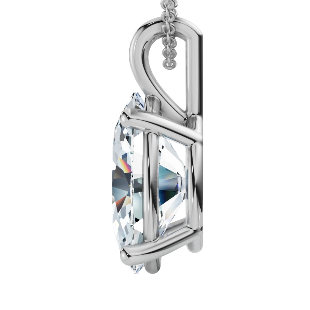 Oval Solitaire Diamond 4-Prong Pendant 14k Gold 18" Necklace Lab Grown (F-G, VS)