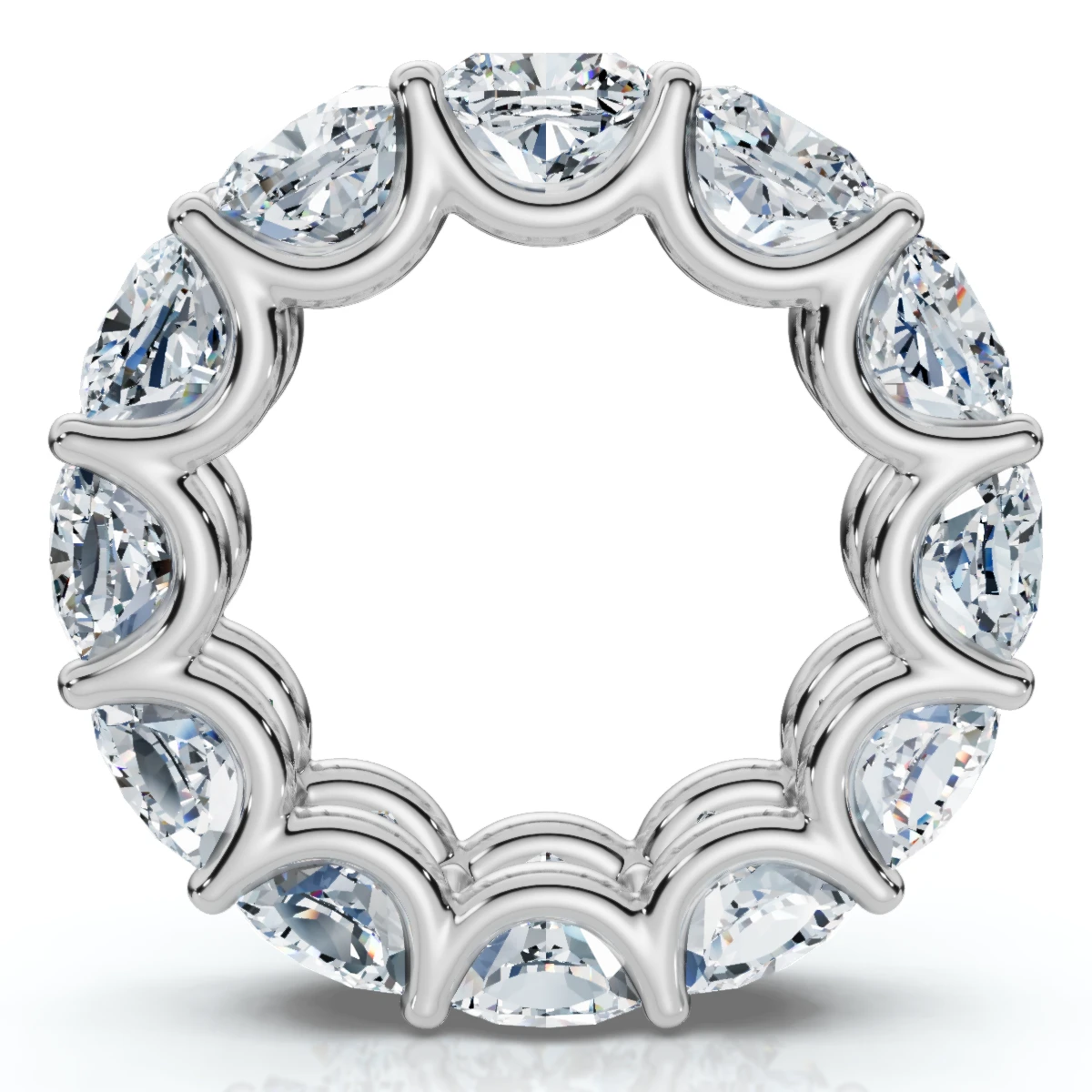 12Ct Cushion Cut Diamond Eternity Ring 14k Gold Wedding Band Lab Grown (E-F, VS)