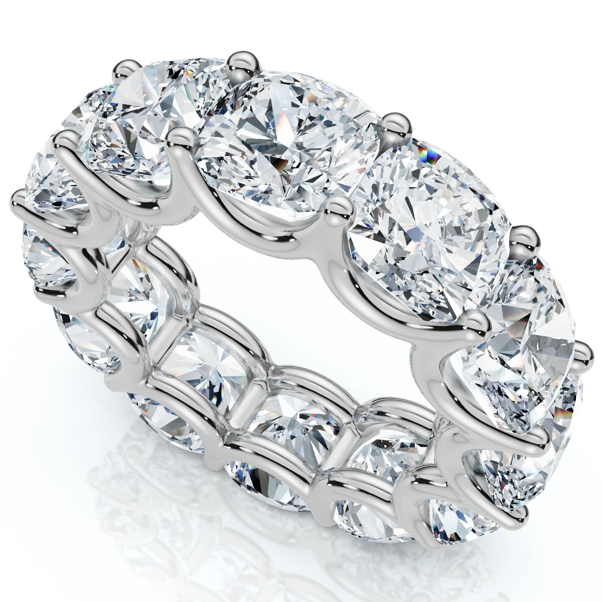 12Ct Cushion Cut Diamond Eternity Ring 14k Gold Wedding Band Lab Grown (E-F, VS)