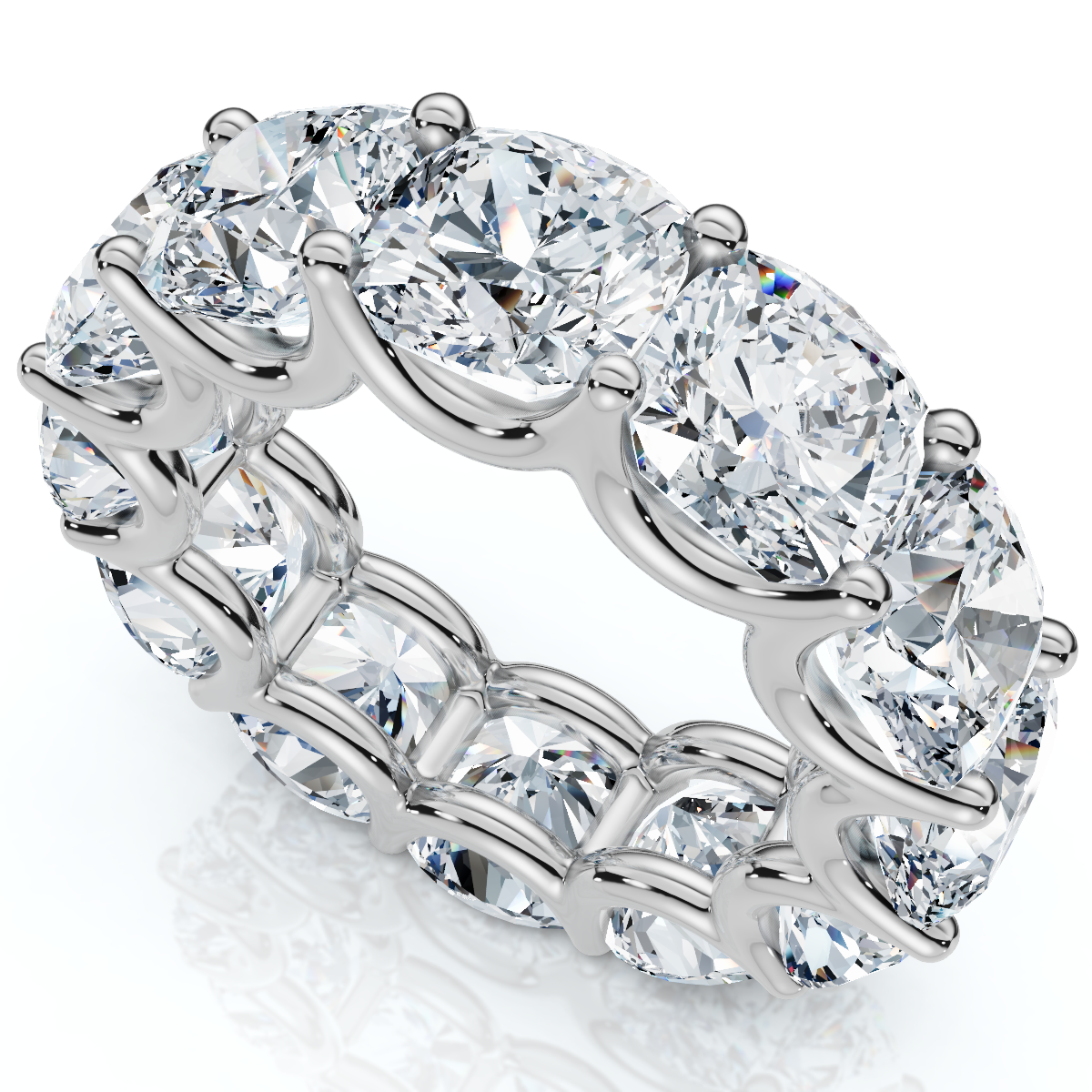 12Ct Cushion Cut Diamond Eternity Ring 14k Gold Wedding Band Lab Grown (E-F, VS)