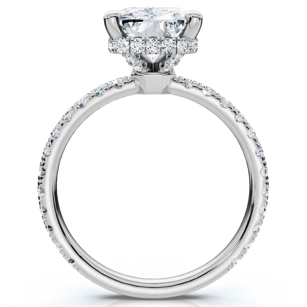 Certified 3 1/2Ct Cushion Hidden Halo Diamond Engagement Ring 14k Gold Lab Grown (F-G, VS)