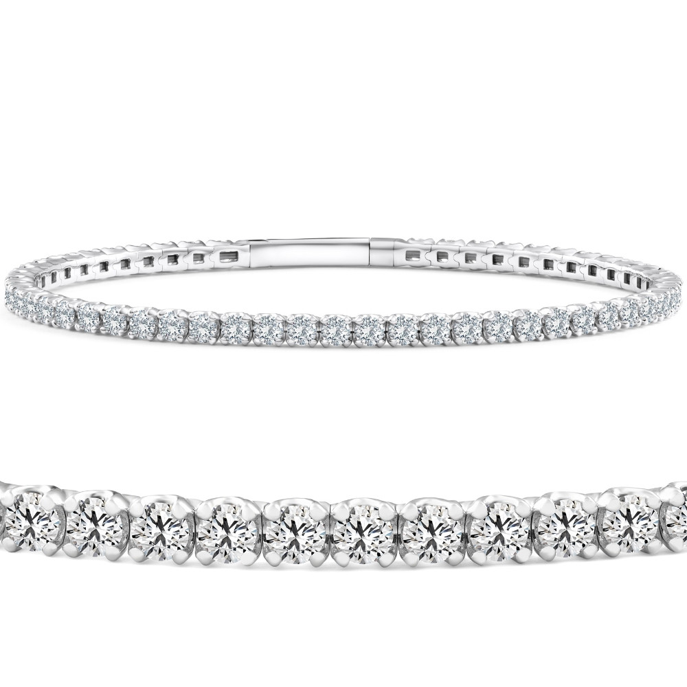 4Ct F/VS Diamond Flexible Oval Bangle Women's Bracelet 14k White Gold Lab Grown (F-G, VS)