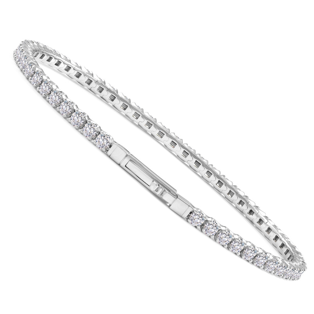 4Ct F/VS Diamond Flexible Oval Bangle Women's Bracelet 14k White Gold Lab Grown (F-G, VS)