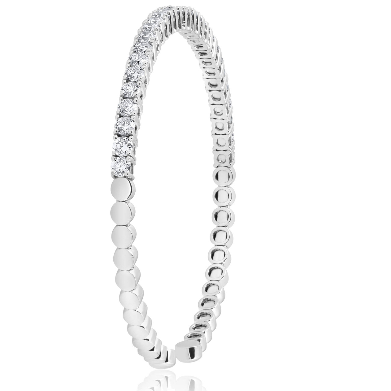 3ct Diamond Bangle Cuff 14k White Gold (G-H, SI)