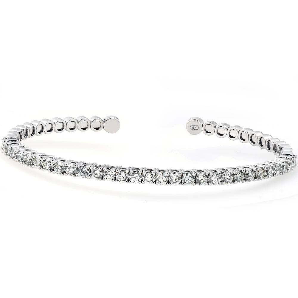3ct Diamond Bangle Cuff 14k White Gold (G-H, SI)