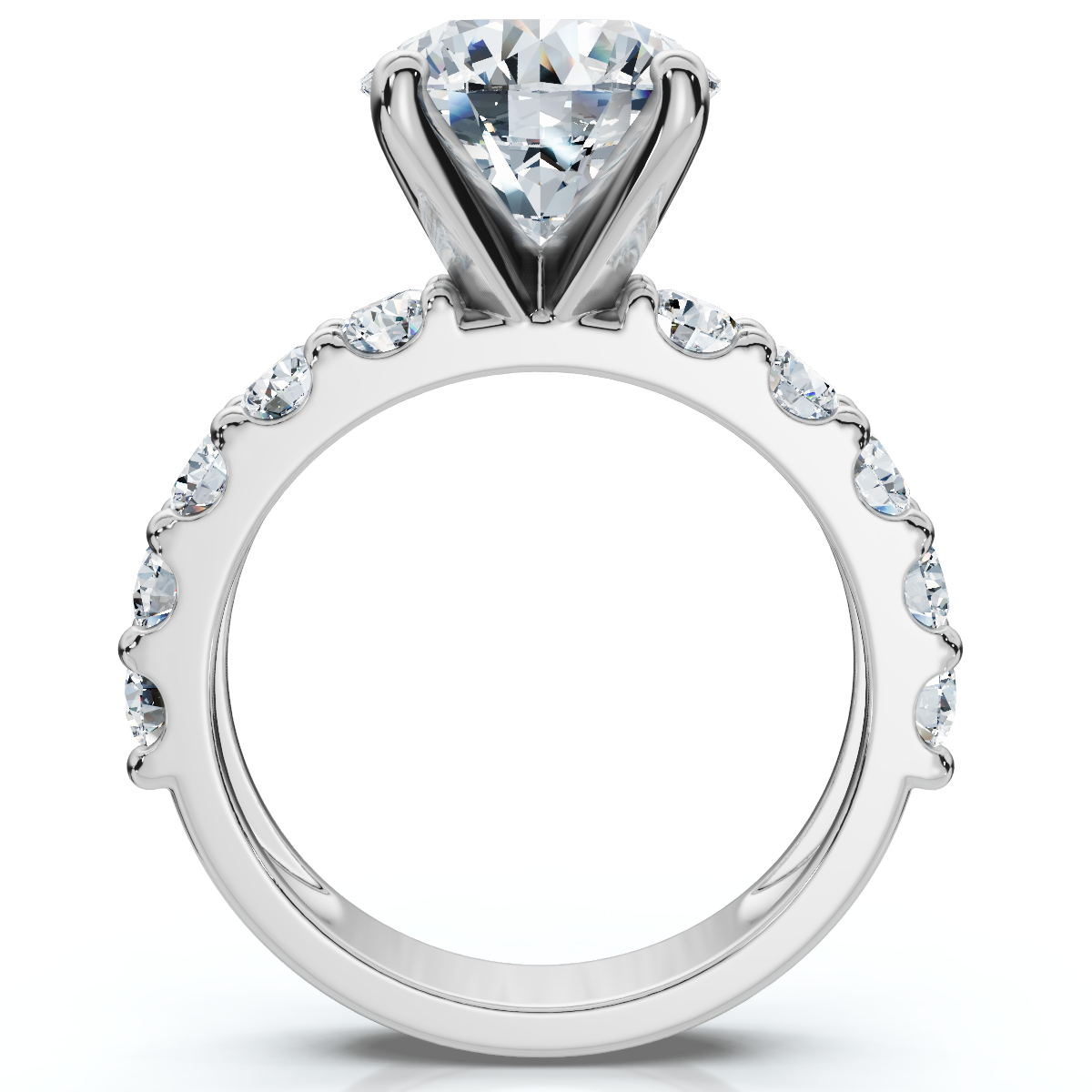 Certified 4Ct Round Cut Diamond Accent Engagement Ring 14k Gold Lab Grown (F-G, VS)