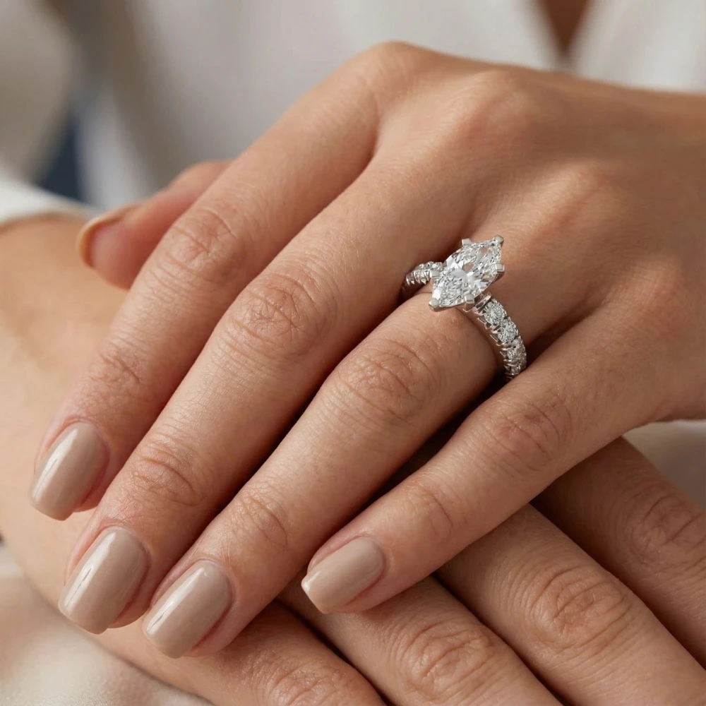 Certified 2.80Ct Marquise Diamond Engagement Ring Gold Lab Grown (F-G, VS)