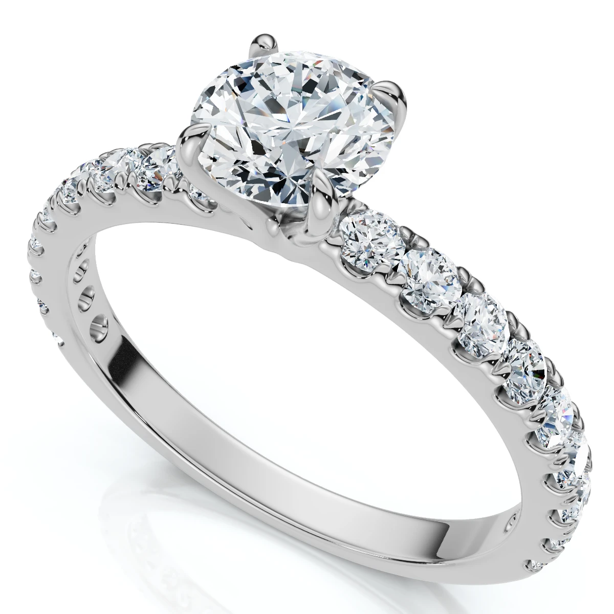 1Ct Pave Diamond Round Cut Engagement Ring Gold Lab Grown (F-G, VS)