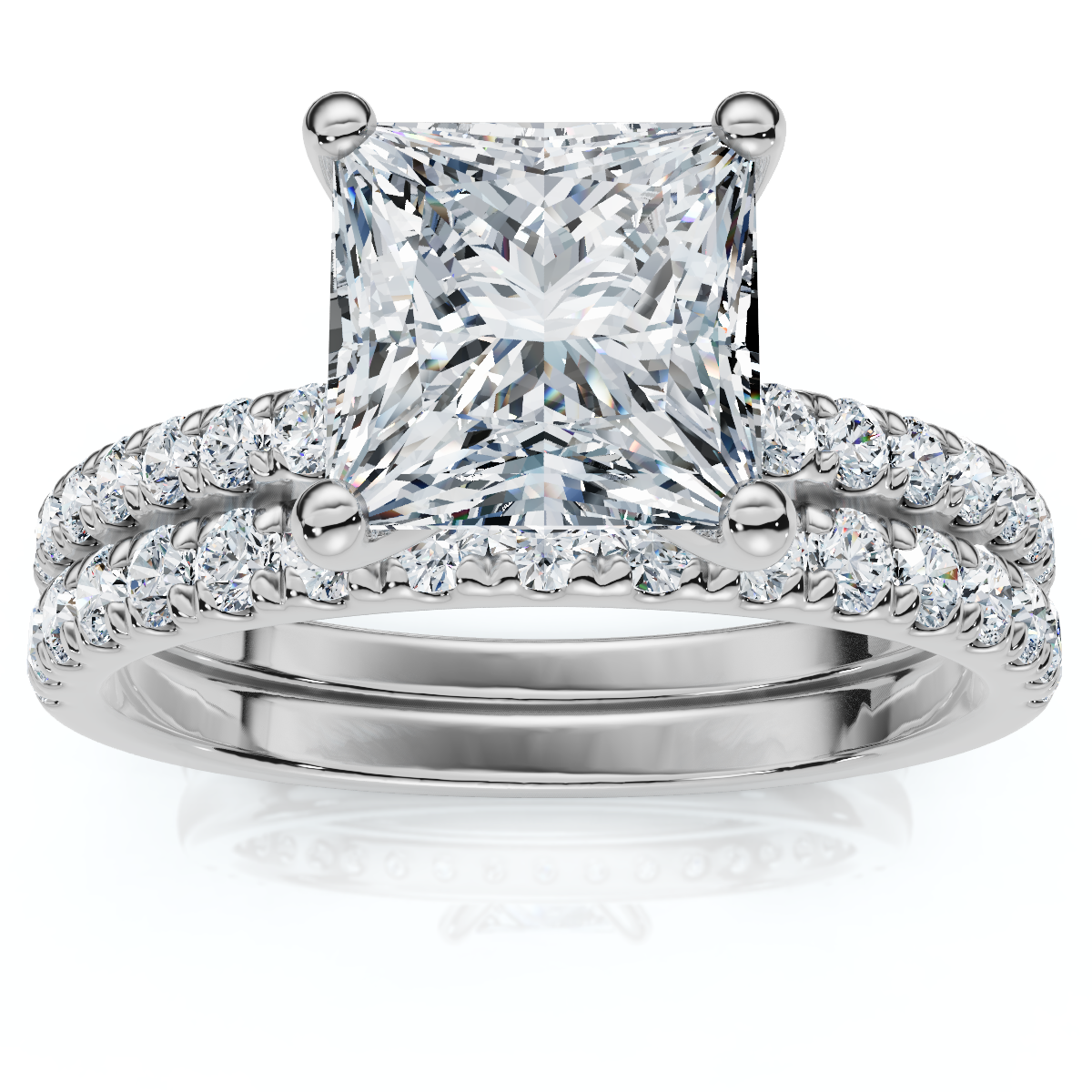 Certified 1.90Ct Princess Cut Diamond Engagement 14k Wedding Ring Set Lab Grown (F-G, VS)