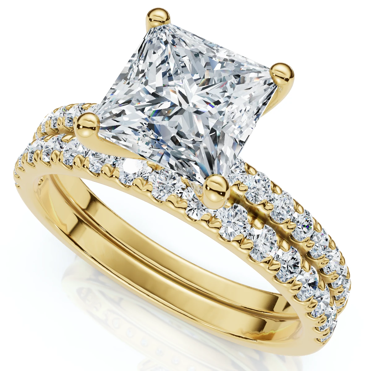 Certified 1.90Ct Princess Cut Diamond Engagement 14k Wedding Ring Set Lab Grown (F-G, VS)