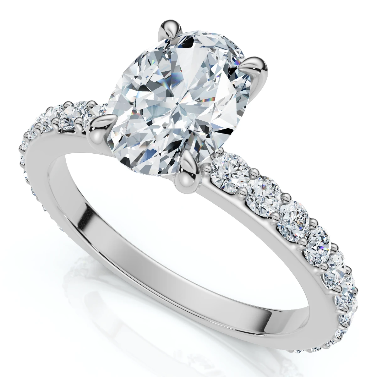 1 1/2Ct Oval Diamond Engagement Side Stone Ring Gold Lab Grown (F-G, VS)