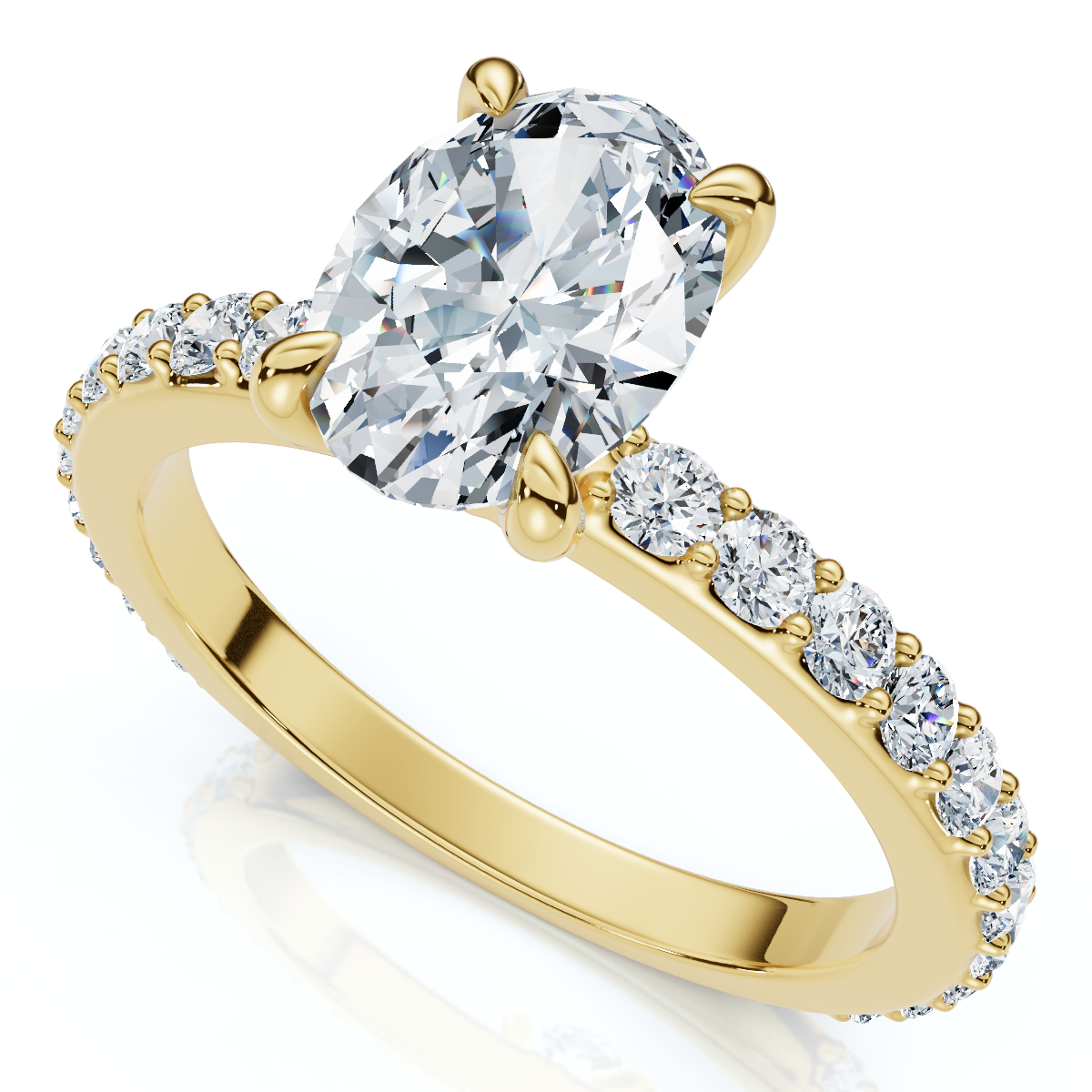 1 1/2Ct Oval Diamond Engagement Side Stone Ring Gold Lab Grown (F-G, VS)