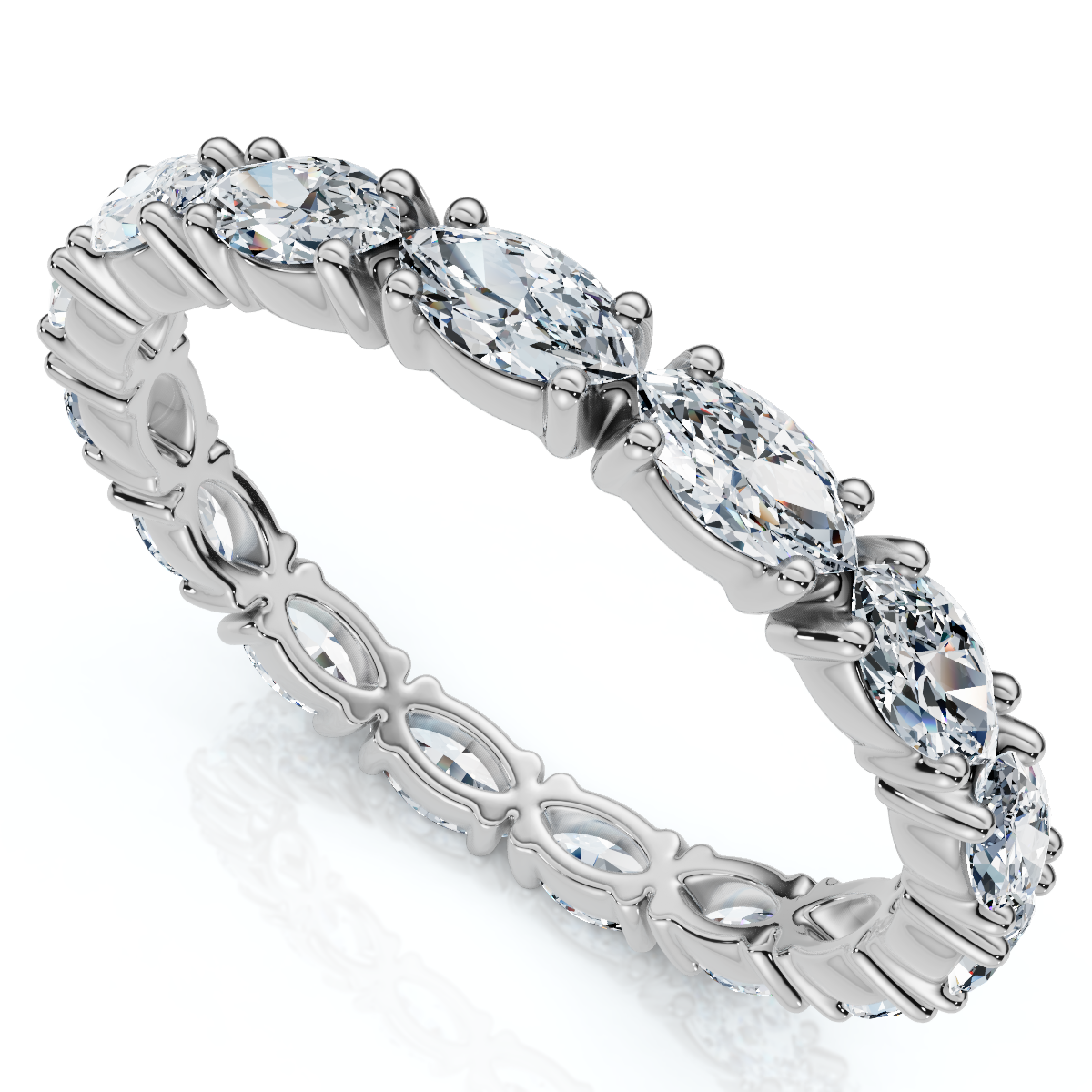 3/4Ct Marquise East To West Diamond Eternity Ring 14k Gold Lab Grown (E-F, VS)