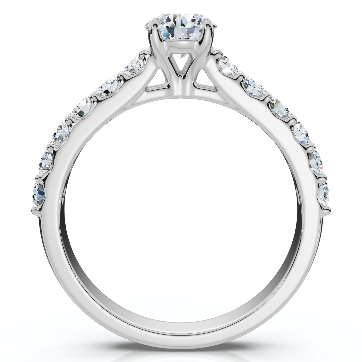 1Ct Pave Cathedral Diamond Engagement Ring 14k Gold Lab Grown (F-G, VS)