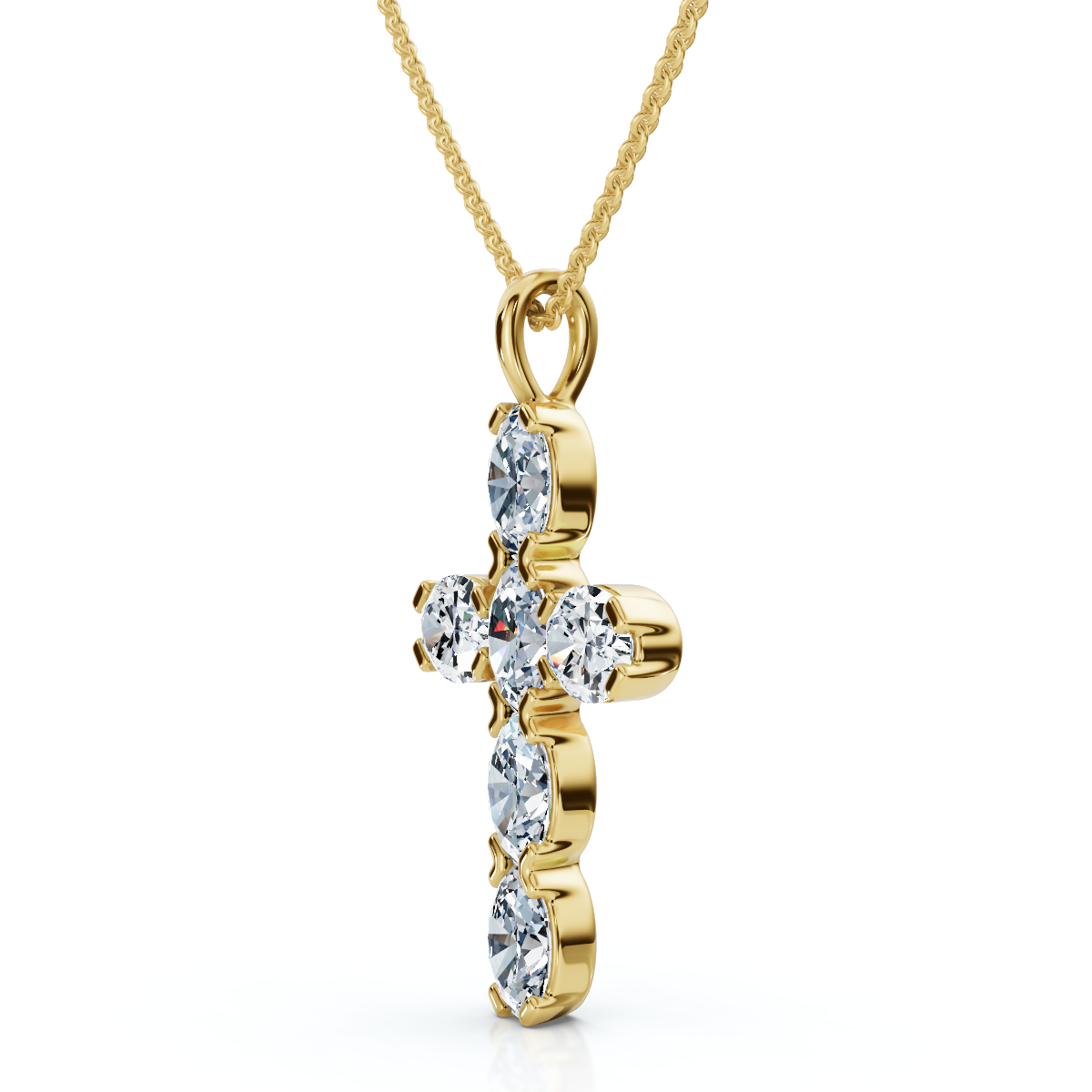 3/4Ct Oval Diamond Cross 14k Gold 18" Necklace 3/4" Tall (F-G, VS)