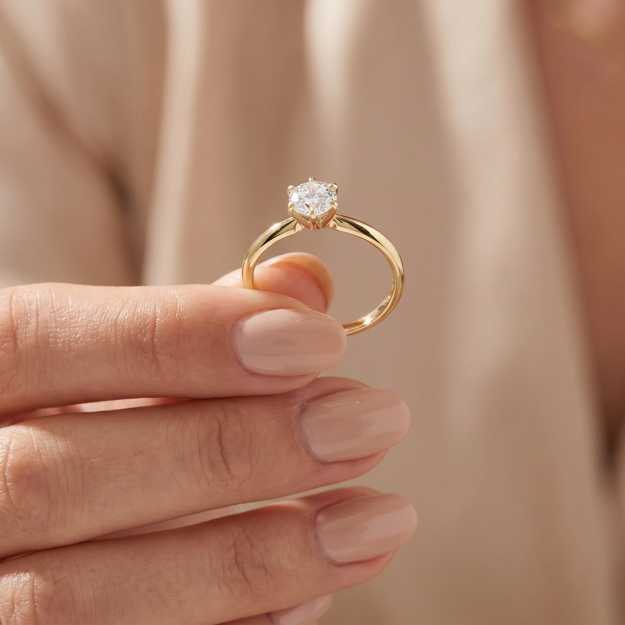 14k Yellow Gold 1ct Round Solitaire Diamond Engagement Ring (I-J, I1)