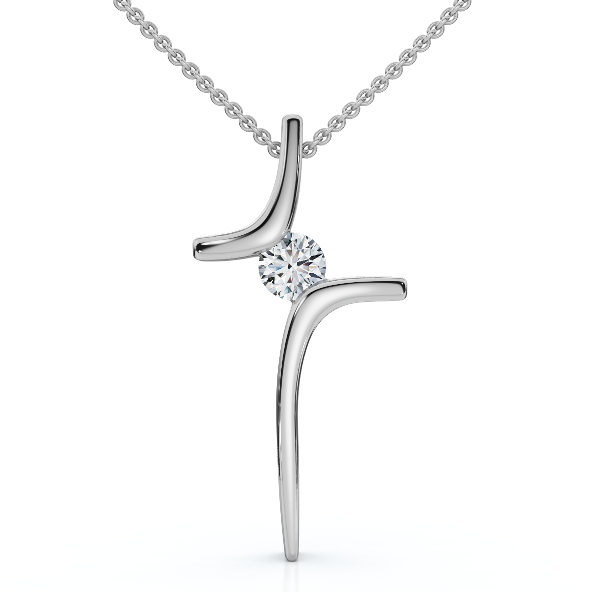 Diamond Cross Pendant Gold 18" Necklace 5/8" Tall Lab Grown (F-G, VS)