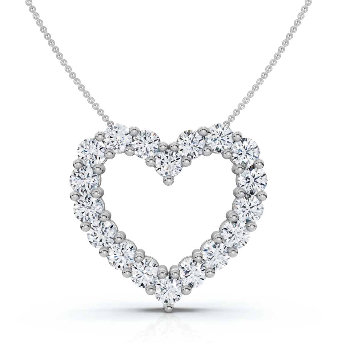 3Ct Diamond Heart Pendant 14k Gold Lab Grown 1" Tall 18" Necklace (F-G, VS)