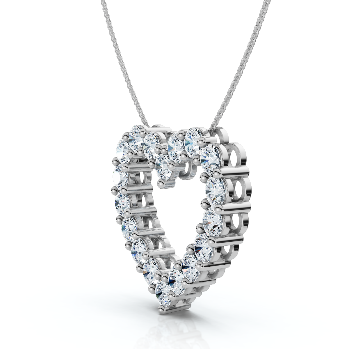 4Ct Diamond Heart Pendant 14k Gold Lab Grown 1 1/10" Tall 18" Necklace (F-G, VS)