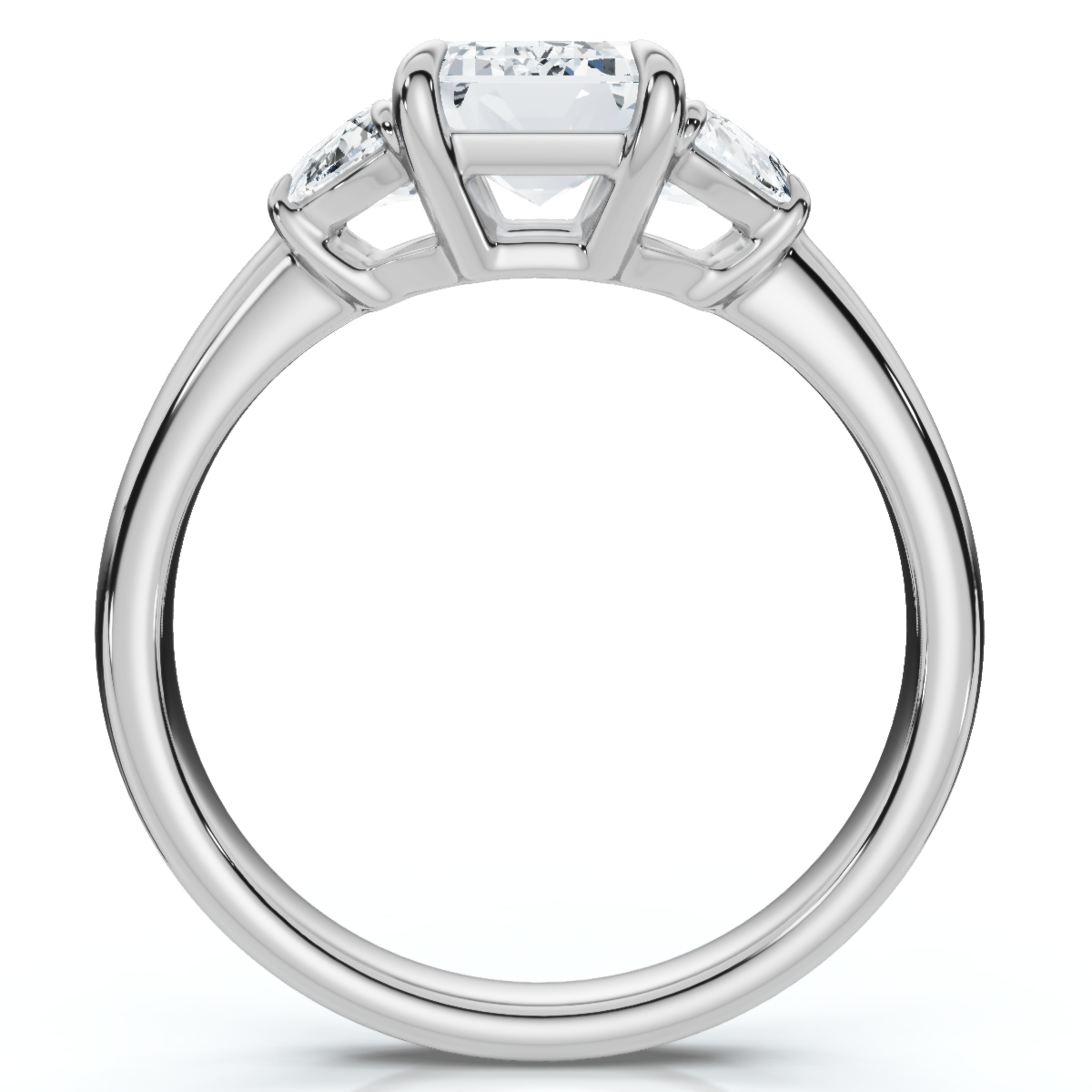 2Ct Emerald & Half Moon Diamond Anniversary Engagement Ring Gold Lab Grown (E-F, VS)
